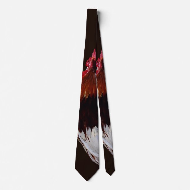 Red Rooster With White Tail Feathers Tie (Front)