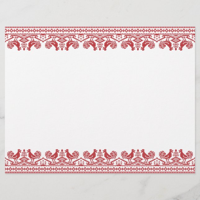 Red Roosters cross-stitch Russian Pattern Flyer (Front)