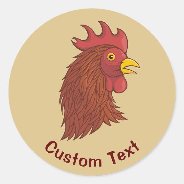 Red Rooster's Head Classic Round Sticker (Front)
