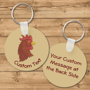 Red Rooster's Head Keychain