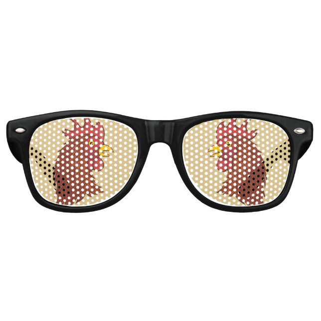 Red Rooster's Head Retro Sunglasses (Front)