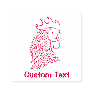 Red Rooster's Head Self-inking Stamp
