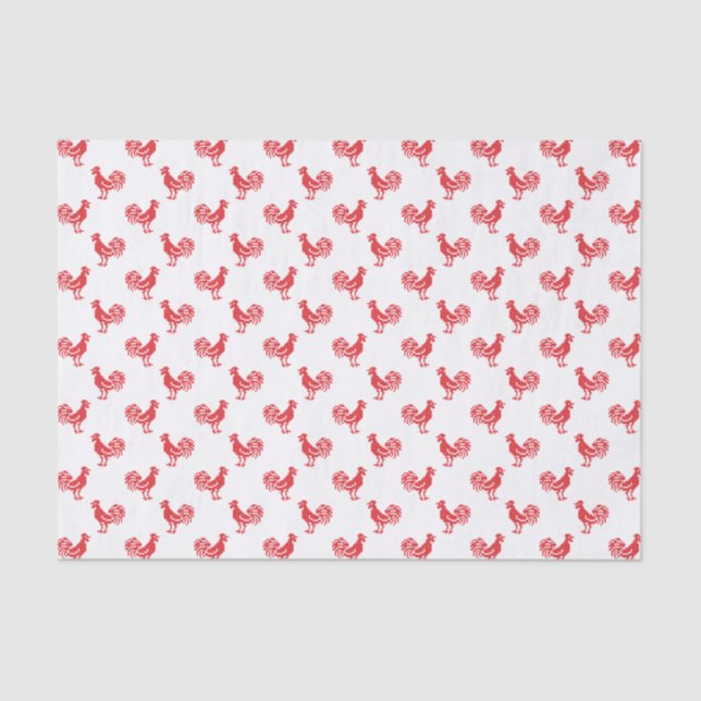 Red Roosters seamless pattern Tissue Paper (Front)