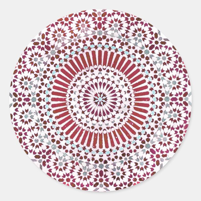 red root chakra circle mosaic classic round sticker (Front)