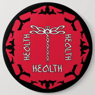 Red Root Chakra "Health" Dragonfly Design 6 Cm Round Badge
