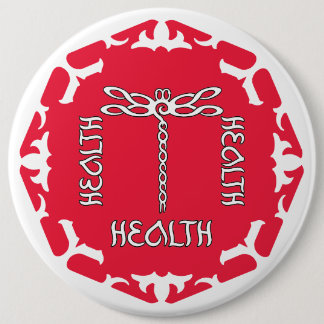 Red Root Chakra "Health" Dragonfly White BG 6 Cm Round Badge