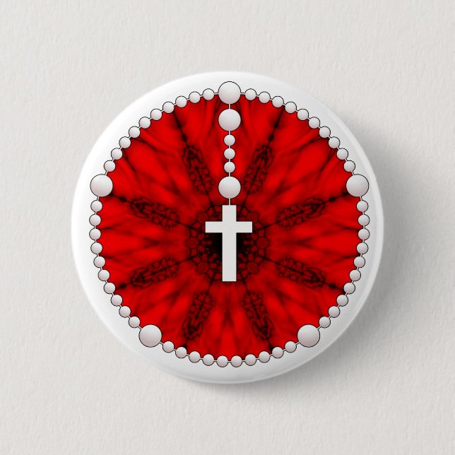 Red Rosary Dream Catcher 6 Cm Round Badge (Front)