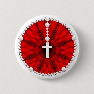 Red Rosary Dream Catcher 6 Cm Round Badge