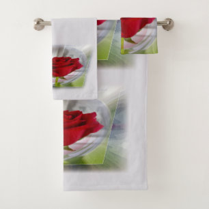 Red rose 2 bath towel set
