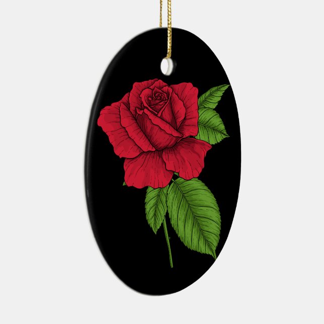 Red rose 2 ceramic ornament (Right)