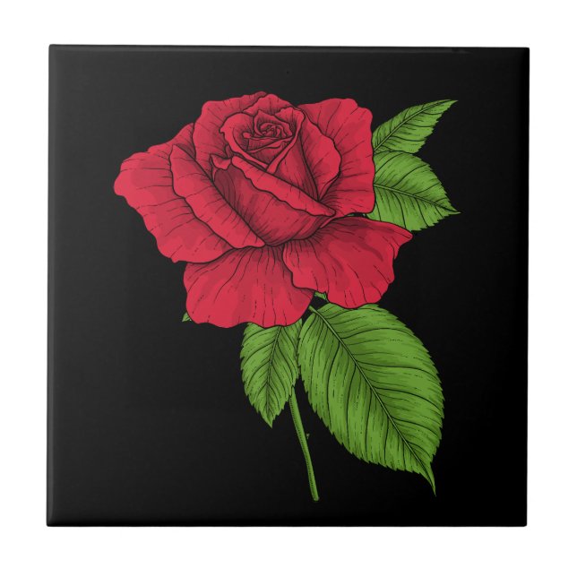 Red rose 2 ceramic tile (Front)