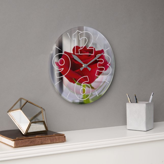 Red rose 2 large clock (Office)