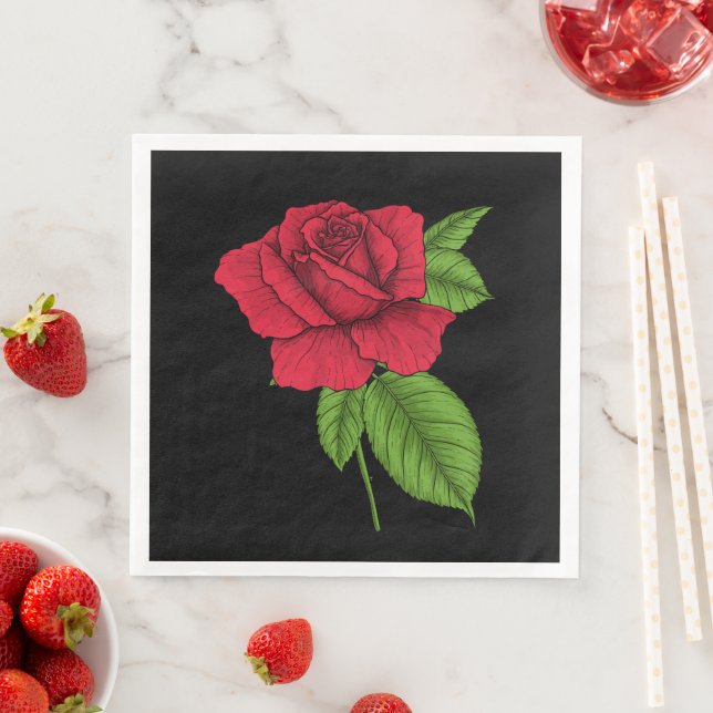 Red rose 2 napkin (Insitu)