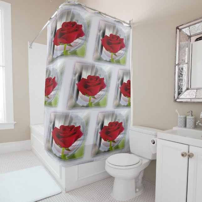 Red rose 2 shower curtain (In Situ)