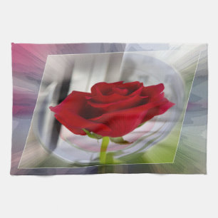 Red rose 2 tea towel
