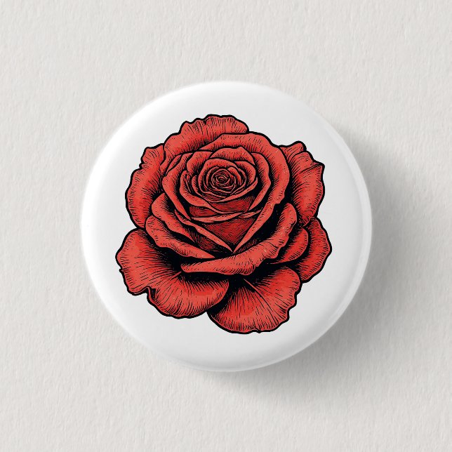 Red Rose 3 Cm Round Badge (Front)