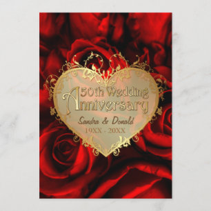 Red Rose 50th Wedding Anniversary Invitation