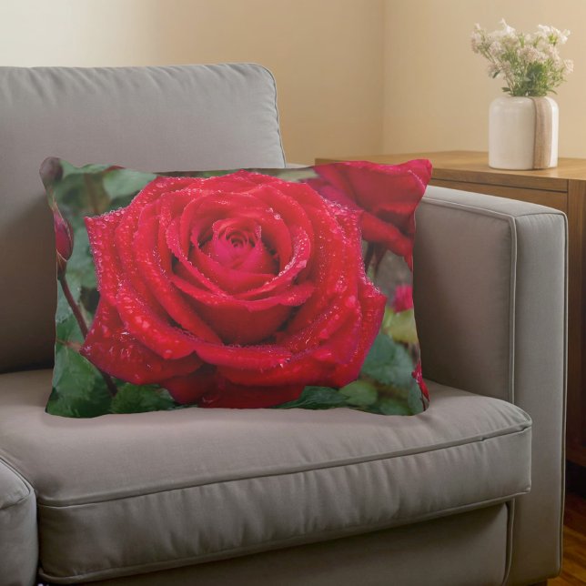 Red Rose Accent Pillow (Accent pillow with a red rose)