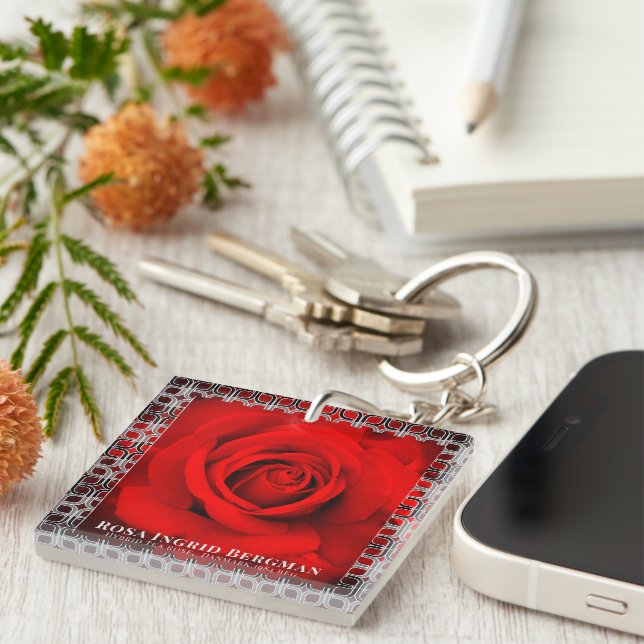 Red Rose [Acrylic Keychain] Key Ring (Front Right)