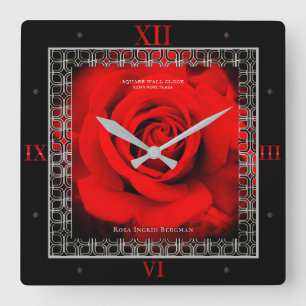 Red Rose [Acrylic Wall Clock] Square Wall Clock