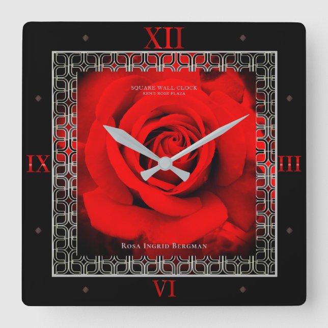 Red Rose [Acrylic Wall Clock] Square Wall Clock (Front)