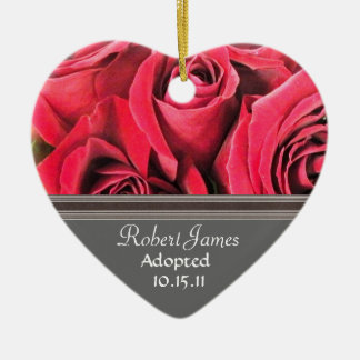 Red Rose Adoption Announcement Ceramic Ornament