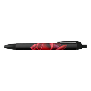 Red Rose Against Black Background Ink Pen