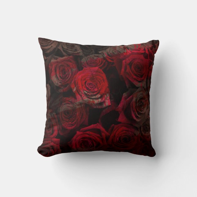 Red Rose and Black Accent Cushion (Front)