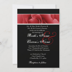 Red Rose and Black Background Wedding Invitation