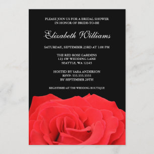 Red Rose and Black Bridal Shower Invitation