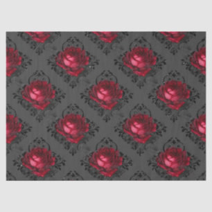 Red Rose and Black Damask Decoupage Tissue Paper