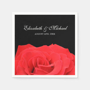Red Rose and Black Personalised Wedding Napkin