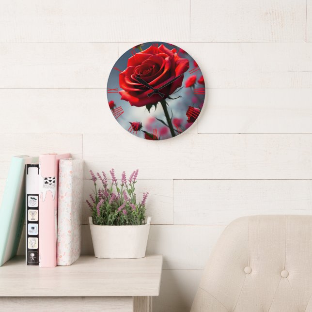 Red Rose And Buds, Wall Clock (Reading Room)