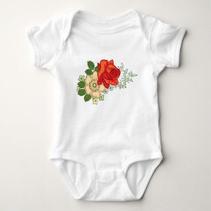 Red Rose and Daisies Baby Bodysuit