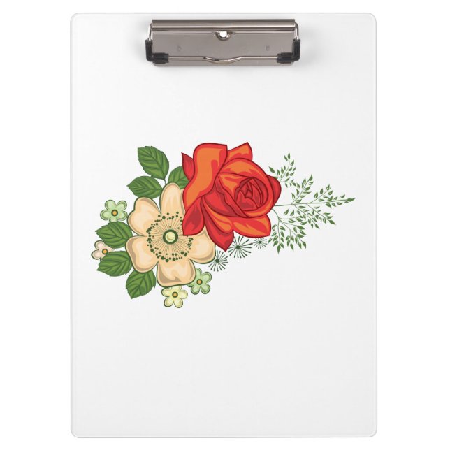 Red Rose and Daisies Clipboard (Front)