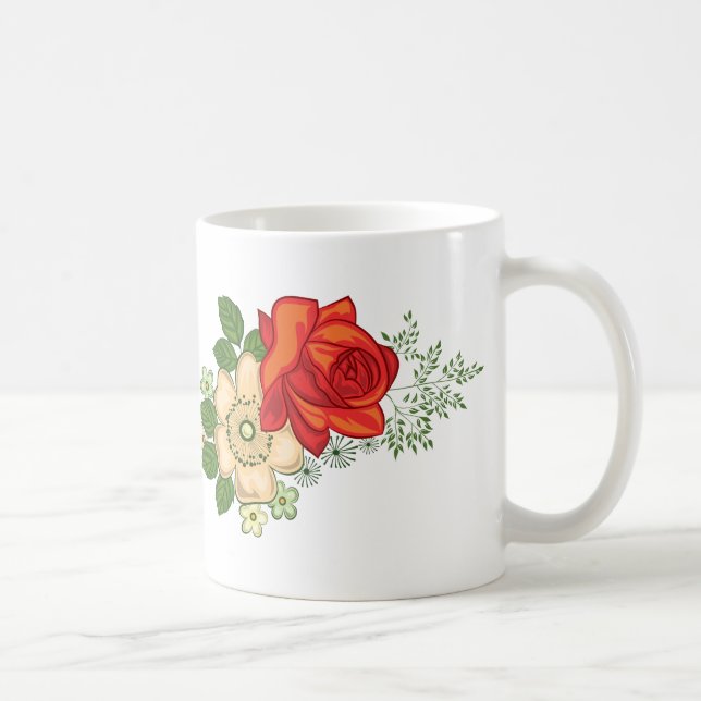 Red Rose and Daisies Coffee Mug (Right)