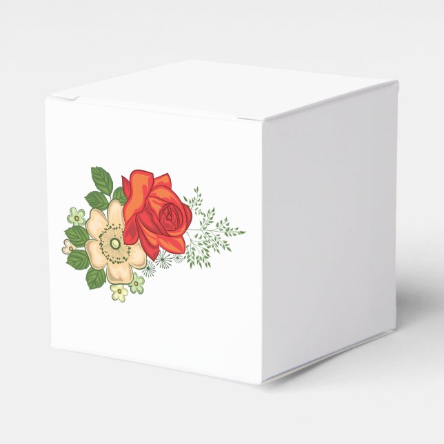 Red Rose and Daisies Favour Box (Front Side)