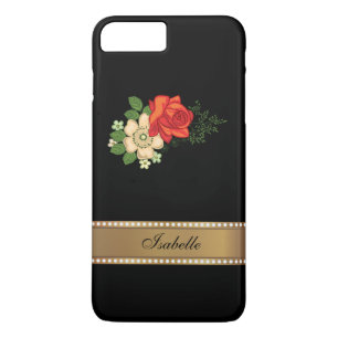Red Rose and Daisies Gold Personalised Name iPhone 8 Plus/7 Plus Case