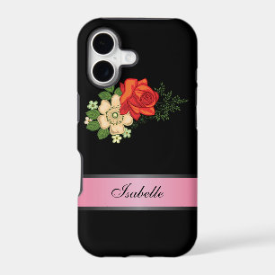 Red Rose and Daisies Pink 2 Personalised Name