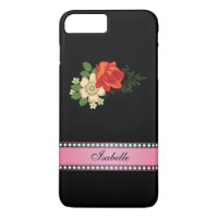 Red Rose and Daisies Pink Personalised Name