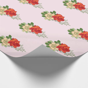 Red Rose and Daisies Wrapping Paper