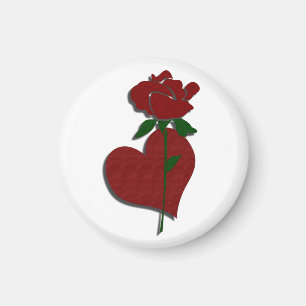 Red Rose and Heart Magnet