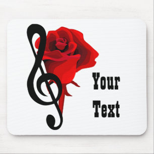 Red Rose and Love Music Mousepad
