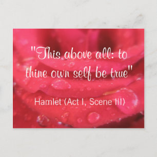Red Rose and Raindrops Shakespeare Quote Postcard