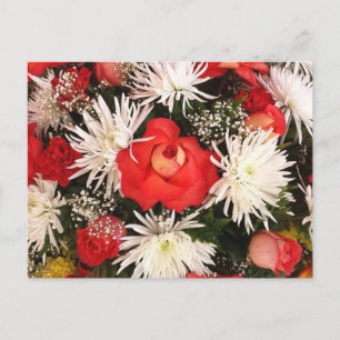 Red Rose and White Flowers Boquet Postcard