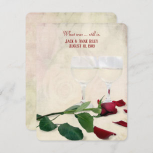 red rose and wine anniversary party invitation