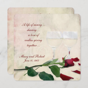 red rose and wine Vow Renewal Invitation