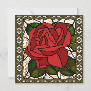 Red Rose Art Deco Gilded Card