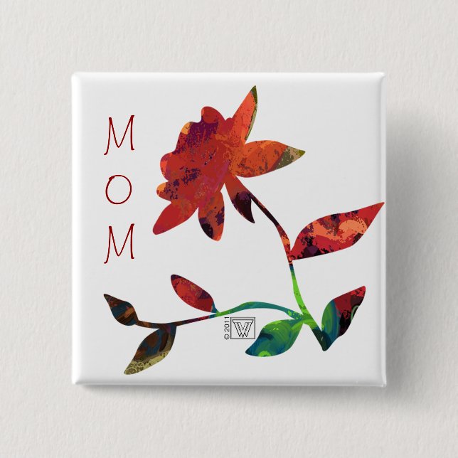 Red Rose Art MOM 15 Cm Square Badge (Front)