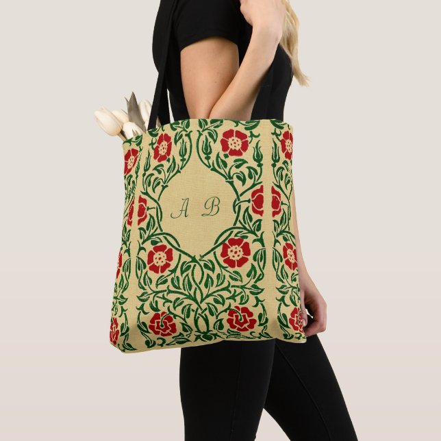 Red Rose Art Nouveau Tote (Close Up)